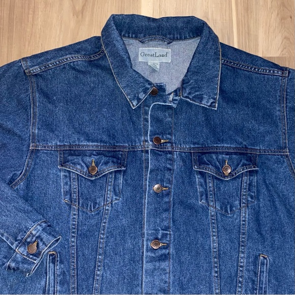 Vintage 90s GreatLand Trucker Jean Jacket. Size XL - Picture 2 of 11